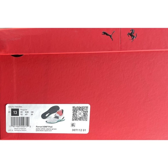 PUMA x Ferrari ION F Pool Shoes White Red Green 307112-01 Mens Size 13 main image 5